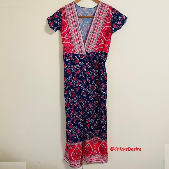 2021 Hot Pick - Gypsy V-neck Maxi Printed Dress - Picture 3 of 14